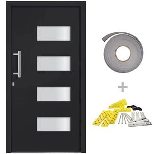 vidaXL Drzwi frontowe, aluminium i PVC, antracytowe, 100x200 cm