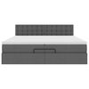 vidaXL Rama ł&oacute;żka otomana z materacem, szara, 200x200 cm, tkanina