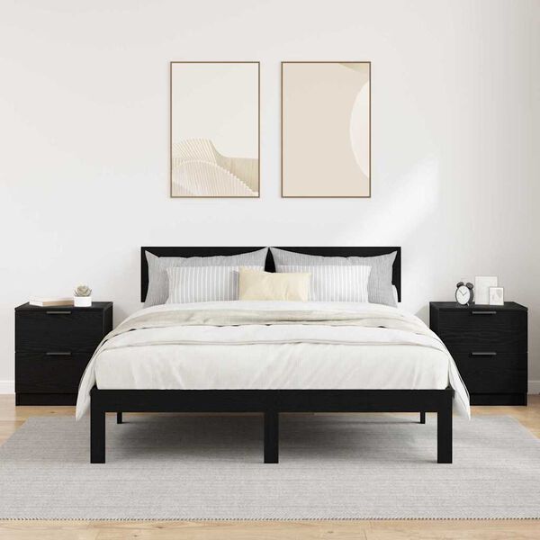 vidaXL Szafka Nocna z szufladą 2 pcs Czarny Dąb 45 x 39 x 50cm