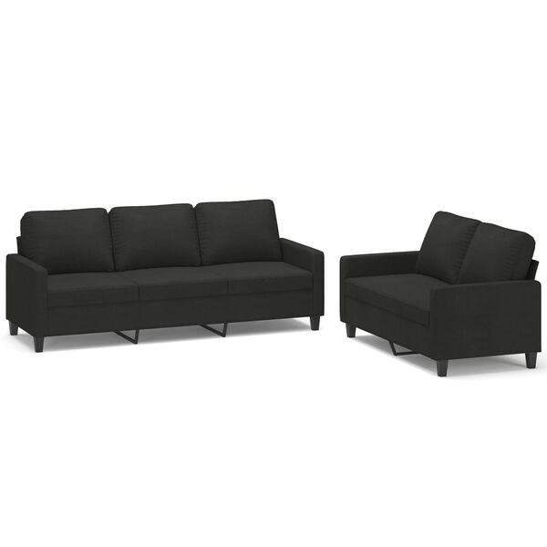 vidaXL 2-częściowy komplet wypoczynkowy, obity tkaniną, czarna