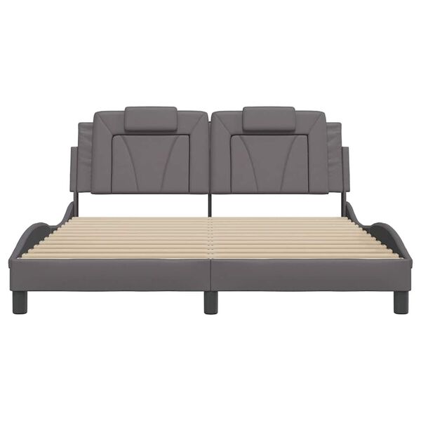 vidaXL Rama ł&oacute;żka, Viana, bez materaca, szara, 160x200 cm, sztuczna sk&oacute;ra