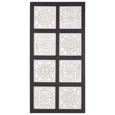 vidaXL Ręcznie rzeźbiony panel ścienny, MDF, 40x80x1,5cm, czarno-biały