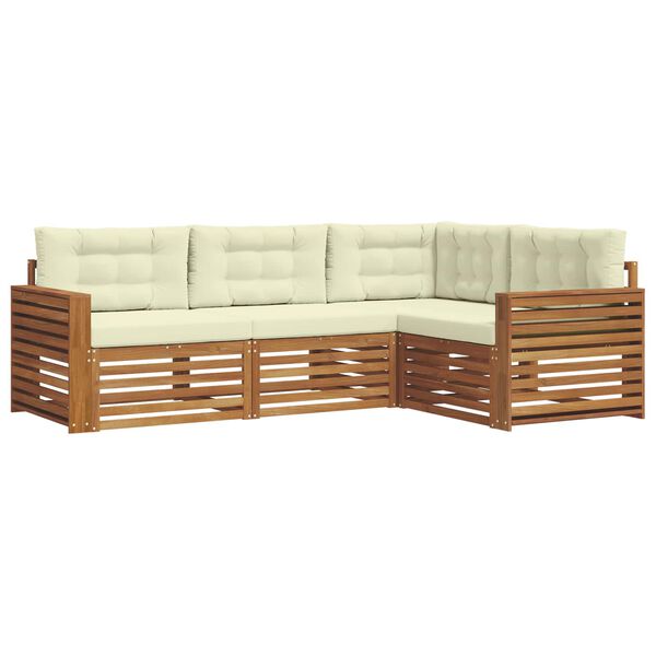 vidaXL Zestaw sof na zewnątrz z poduszką 4 pcs Naturalny i Kremowy
