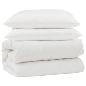 vidaXL Zestaw kołder z poduszką 3 pcs Biały Mikrofibra i Puch