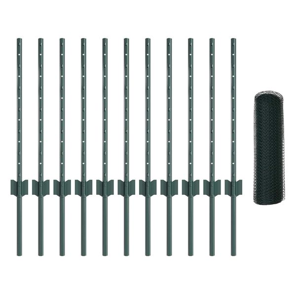 vidaXL Ogrodzenie z słupkiem Zielony 0,6 x 25 m Stal i PVC