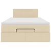 vidaXL Ł&oacute;żko otomana z materacem i LED, kremowy, 120x190cm, tkanina