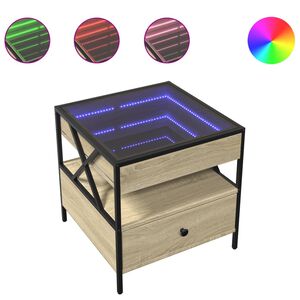 vidaXL Stolik kawowy z LED Infinity, dąb sonoma, 50x50x51 cm