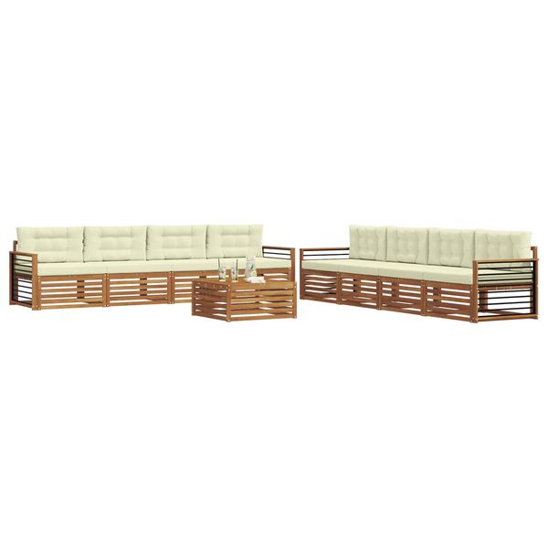 vidaXL Zestaw sof na zewnątrz z poduszką 9 pcs Naturalny i Kremowy
