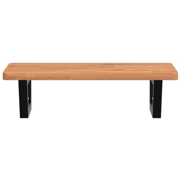 vidaXL Półka ścienna pod umywalkę, stal i lite drewno bukowe