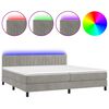 vidaXL Ł&oacute;żko kontynentalne z materacem i LED, szare 200x200cm, aksamit