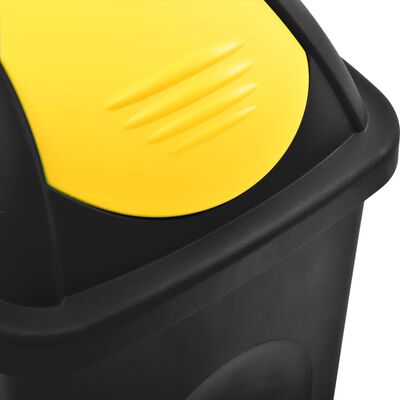 vidaXL Kosz na śmieci z uchylną klapą, 60 L, czarno-żółty
