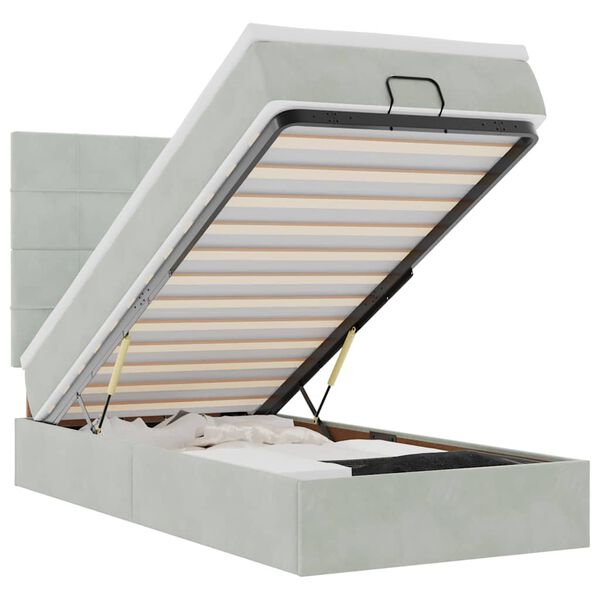 vidaXL Rama ł&oacute;żka otomana z materacami, szara, 90x190 cm, aksamit