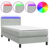 vidaXL Ł&oacute;żko kontynentalne z materacem i LED, jasnoszare, aksamit, 100x220cm