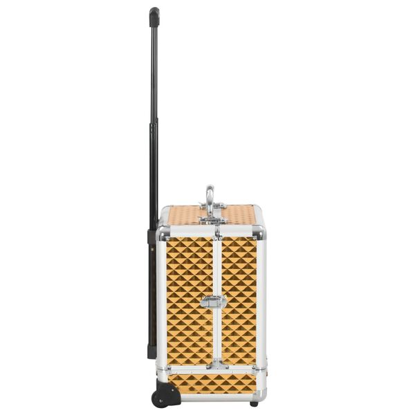 vidaXL Walizka kosmetyczna na kółkach, 35x29x45 cm, złota, aluminiowa