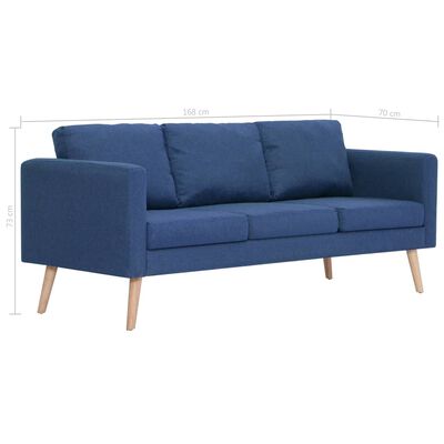 vidaXL 3-osobowa sofa tapicerowana tkaniną, niebieska