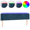 vidaXL Zagł&oacute;wek do ł&oacute;żka z LED ciemnoniebieski 163x16x78/88 cm aksamit