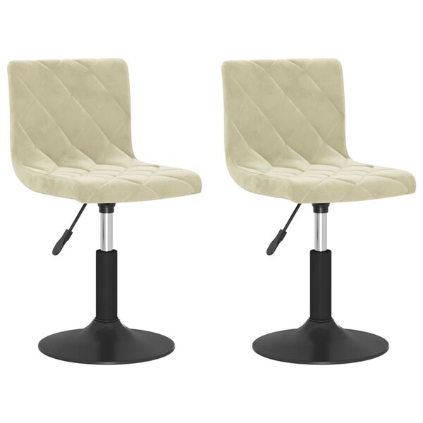 vidaXL Obrotowe krzesła stołowe, 2 szt., kremowe, aksamitne