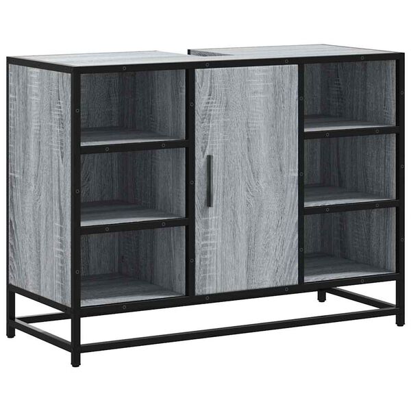 vidaXL Szafka pod umywalkę, szary dąb sonoma, 80x33x60 cm