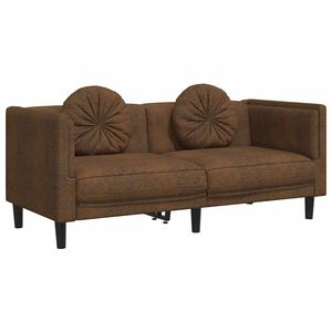 vidaXL Sofa 2-os., brązowa, sztuczna sk&oacute;ra zamszowa