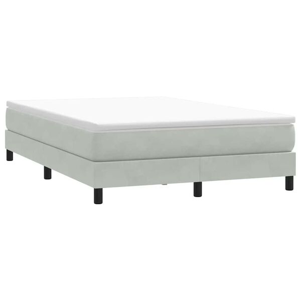 vidaXL Ł&oacute;żko Box Spring bez materaca Jasnoszary 140x210 cm Aksamit