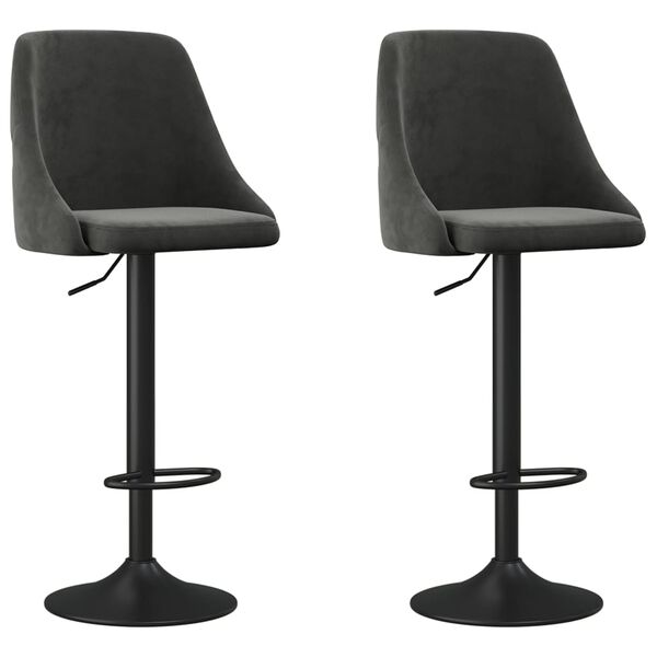 vidaXL Stołki barowe, 2 szt., ciemnoszare, obite aksamitem