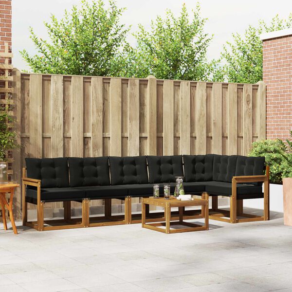vidaXL Zestaw sof na zewnątrz z poduszką 7 pcs Naturalny i czarny
