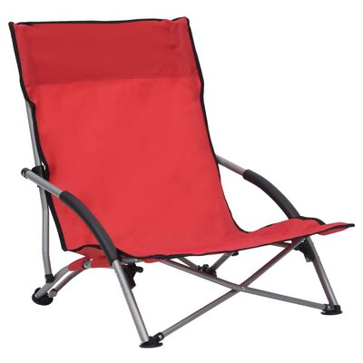 vidaXL Składane krzesła plażowe, 2 szt., czerwone, obite tkaniną