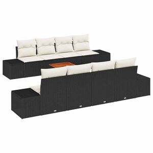 vidaXL Zestaw Sof na Ogr&oacute;d z poduszką 9 pcs Czarny polirattan