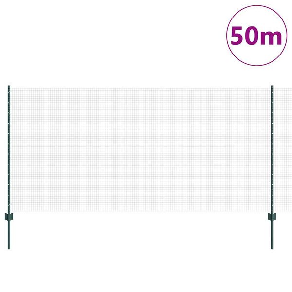 vidaXL Ogrodzenie z słupkiem Zielony 1,2 x 50 m Stal i PVC