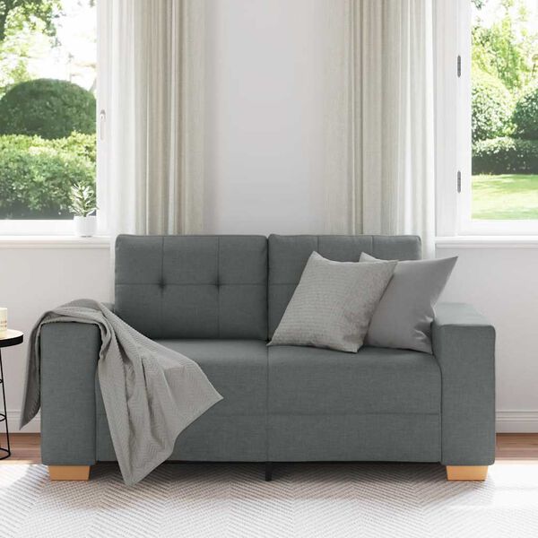 vidaXL Sofa dwuosobowa, ciemnoszara, 160x77x82 cm, tkanina