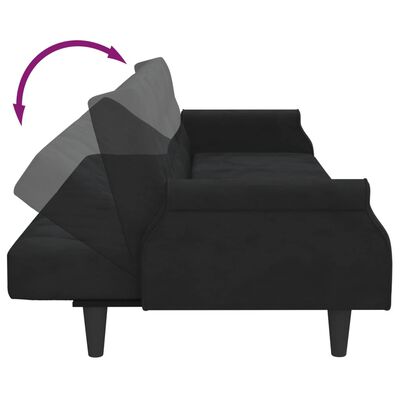 vidaXL Rozkładana kanapa z podłokietnikami, czarna, aksamitna