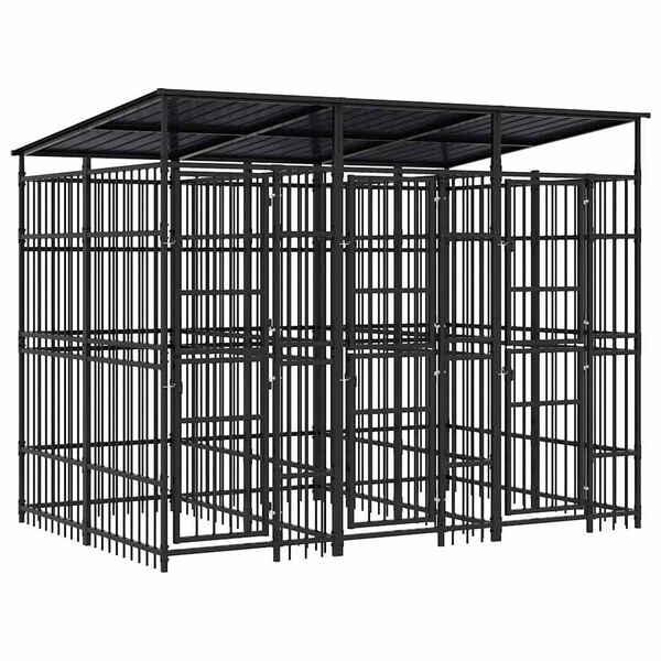 vidaXL Kojec zewnętrzny dla ps&oacute;w, z zadaszeniem, stalowy, 5,53 m&sup2;