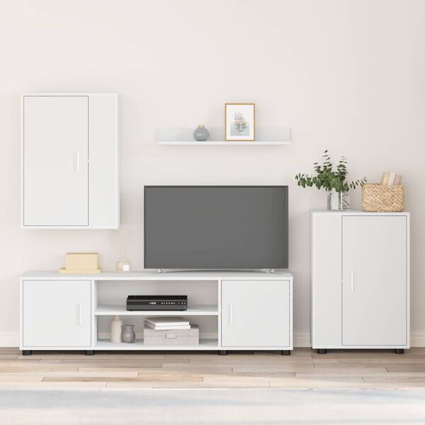 vidaXL Zestaw szafek RTV 4 pcs Biały Materiał drewnopochodny