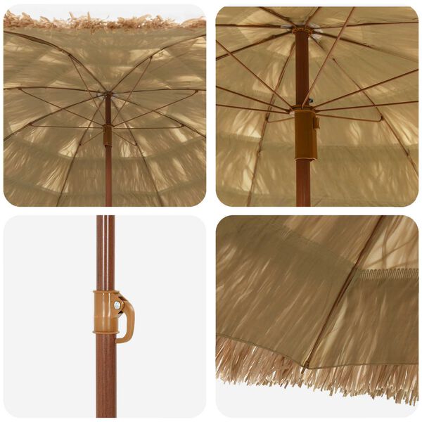 vidaXL Parasol plażowy Naturalny 255 x 255 x 255 cm Poliester i Stal