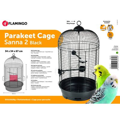 FLAMINGO Klatka dla papużek Sanna 2, 34x34x67 cm, czarna