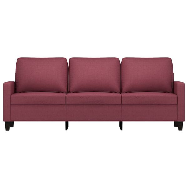 vidaXL Sofa 3-osobowa, winna czerwień, 180 cm,tapicerowana tkaniną