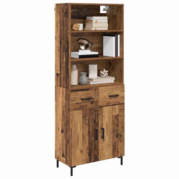 vidaXL Highboard z szufladą Stare drewno 69,5 x 34 x 180 cm