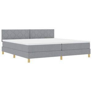 vidaXL Ł&oacute;żko z sprężyną LED Jasnoszary 200 x 200 cm tkanina