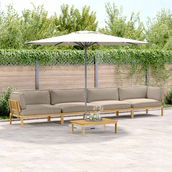 vidaXL Zestaw Sof z poduszką 5 pcs Ciemnoszary Lite Drewno Akacji