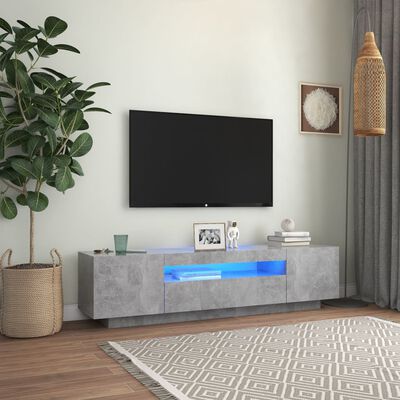 vidaXL Szafka TV z oświetleniem LED, szarość betonu, 160x35x40 cm