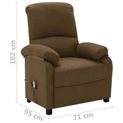 vidaXL Elektryczny, rozkładany fotel masujący, brązowy, tkanina