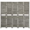 vidaXL Parawan 5-panelowy, szary, 179 x 166 cm, lite drewno