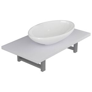 vidaXL Dwuczęściowy zestaw mebli do łazienki, ceramiczny, biały