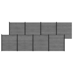 vidaXL Zestaw ogrodzeniowy 1391 x 186 cm WPC i aluminium Szary