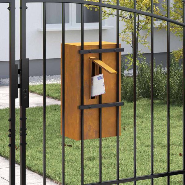 vidaXL skrzynka na listy Rdzawy 30 x 23 x 55 cm stal kortenowska