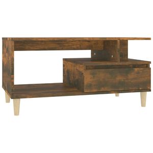 vidaXL Stolik kawowy, przydymiony dąb, 90x49x45 cm