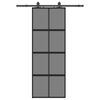 vidaXL Drzwi przesuwne z zestawem okuć czarne 76x205cm szkło hartowane