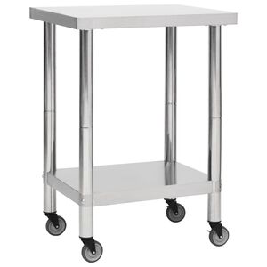 vidaXL Kuchenny st&oacute;ł roboczy na k&oacute;łkach, 60x30x85 cm, stal nierdzewna