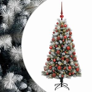 vidaXL Sztuczna choinka na zawiasach z bombkami 120 cm 150 LED