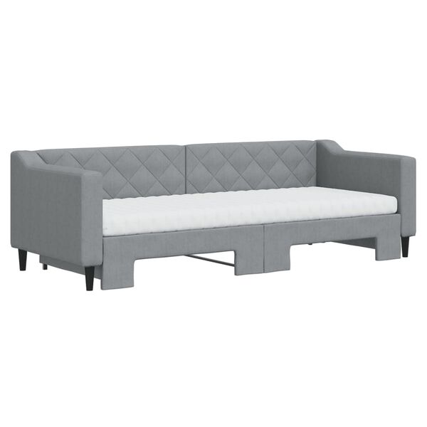 vidaXL Sofa rozsuwana z materacami, jasnoszara, 80x200 cm, tkanina